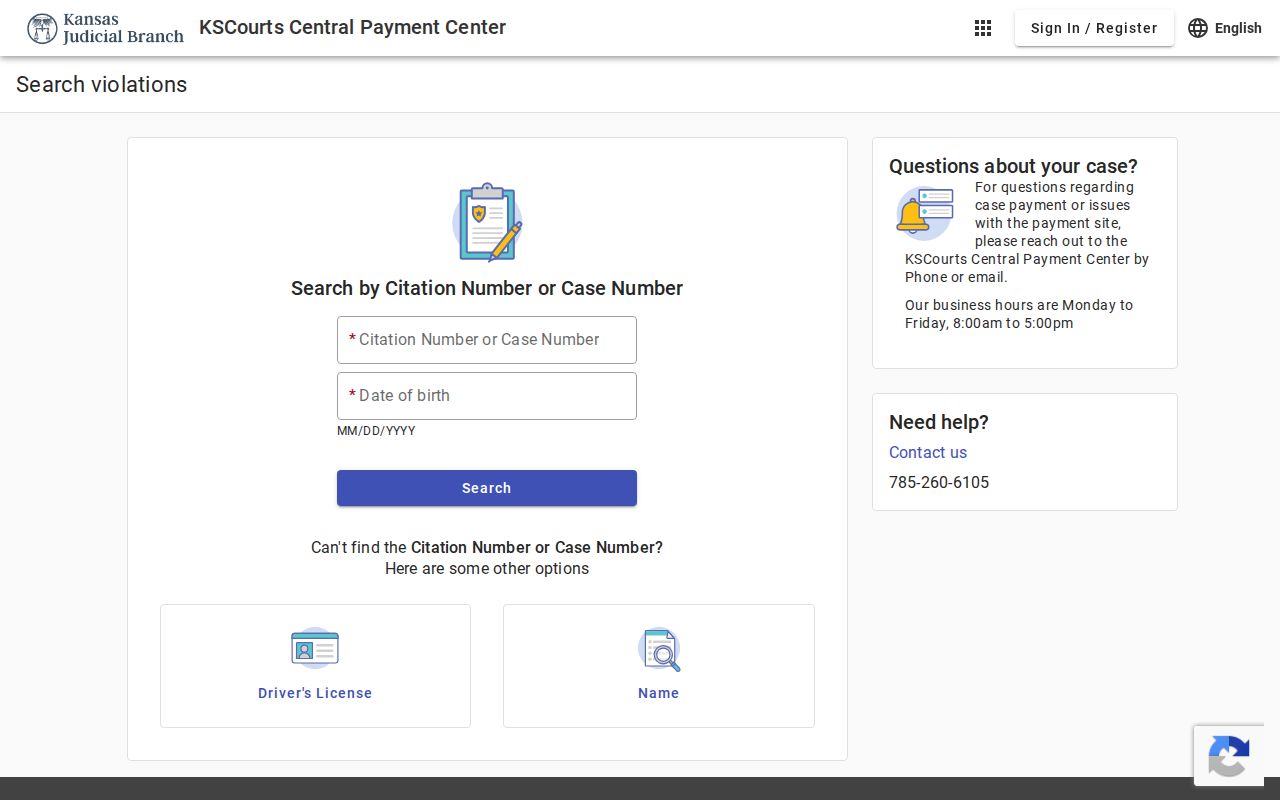 Clark County traffic court citation and case search fields